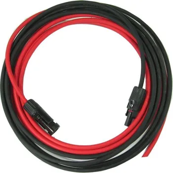 solární kabel ČERNÝ A ČERVENÝ KABEL 4mm2 1kV + 2 KONEKTORY MC4 PRO SOLÁRNÍ PANELY - 10m