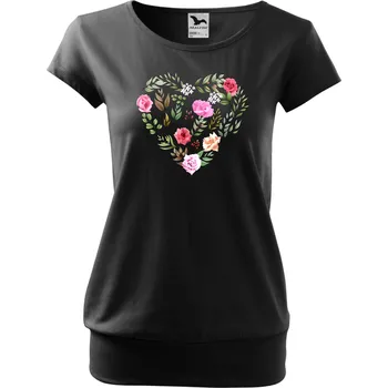 Tričko City s motivem "Květinové srdce" - Malfini - NakupTextil Barva: 01-černá, Velikost: L