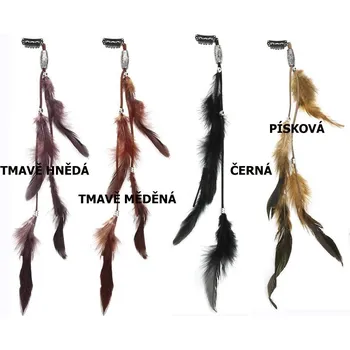 Ozdoba do vlasů z peříček - typ 4 Tmavě hnědá