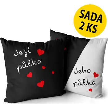 Dekorativní polštářek Polštáře 40 x 40 cm 2 ks - Její a Jeho půlka