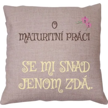 Polštář Polštář lněný vzhled s potiskem Polštář o snech s maturitní prací