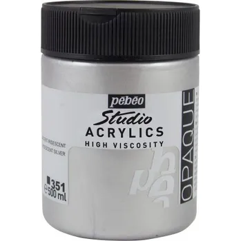 Vodová barva Akrylová barva Pébéo Studio Acrylics - 351 Silver Objem: 500 ml