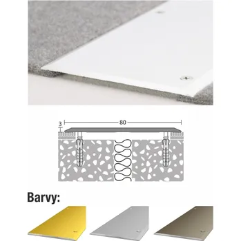 Stavební profil Přechodový profil 80 mm na vruty pro vinylové podlahy (délka 100 cm / stříbrný / 1ks)