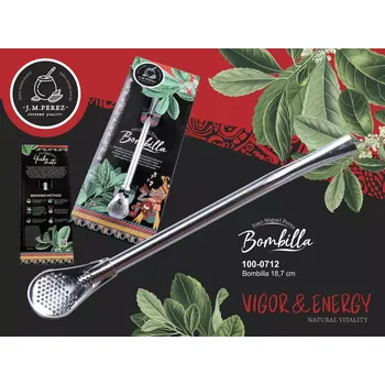 Konvice na čaj J.M.Perez - Kovová bombilla se sítkem - 18,7 cm