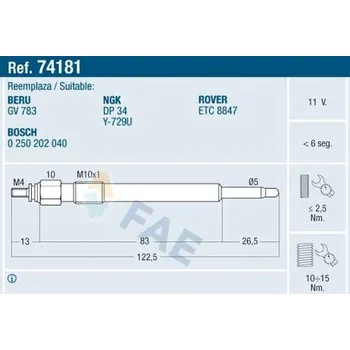 Zapalovací a žhavicí svíčka Žhavící svíčka FAE 74181
