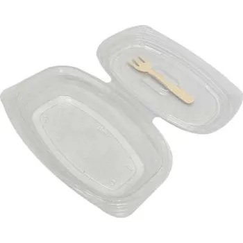 Dóza na potraviny dóza 250 ml s integ. víčkem a s vidličkou, PET - transparentní (100 ks/balení)