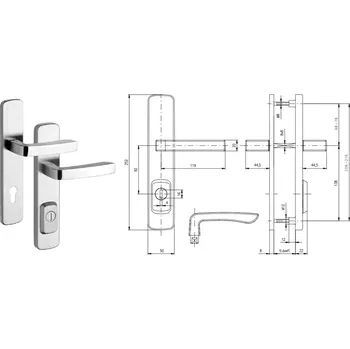 Dveřní kování Bezpečnostní kování RX4/92 ASTRA pro profilové dveře