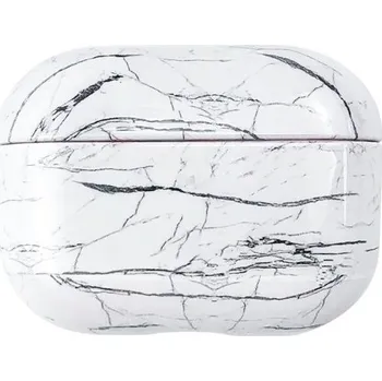 Pouzdro na mobilní telefon Mramorový obal z tvrdého plastu pro AirPods Pro - bílý