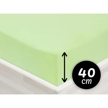 Prostěradlo Jersey napínací prostěradlo na extra vysokou matraci JR-018 Pastelově zelené 140 x 200 - výška 40 cm