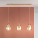 Fabas 3673-48-125 Britton, ambrové závěsné svítidlo v kombinaci kov/sklo, 3xE27, délka 110cm