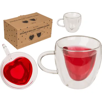 Sklenice Dvoustěnný pohár - Srdce 2 ks