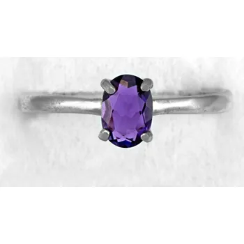 Prsten Stříbrný prsten (Ag 925/1000) s broušeným tmavším ametystem QA, vel. kamene cca 7 mm (AM5147R)