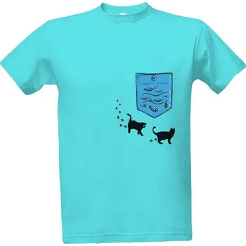 Tričko s potiskem Kočky a akvárko pánské