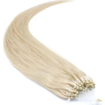 Příčesek 60cm vlasy evropského typu pro metodu Micro Ring / Easy Loop 0,7g/pr. – platina