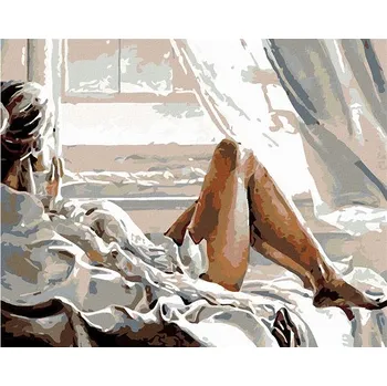 Malování podle čísel - Pohled z okna, 50x40 cm, bez rámu a bez vypnutí plátna