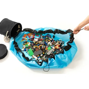 Úložný box Master Skládací koš na hračky s hrací podložkou 2v1 - černá/modrá