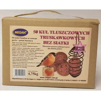 Krmivo pro ptáka Megan Lojové koule s jahodovou příchutí + držák 50 ks