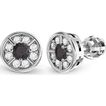 Náušnice Couple, Třpytivé peckové náušnice Adrianne, bílé zlato s&nbsp;černými zirkony, 585-66-3-0374.1B00.0.00.109.05