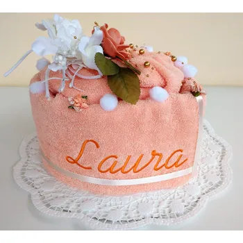 Bytová dekorace Veratex Textilní dort Srdce s vyšitým jménem - výběr ze 22 barev osušek