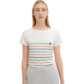 Dámské tričko TOM TAILOR DÁMSKÉ TRIKO S LODIČKOVÝM VÝSTŘIHEM-PRUHY XL