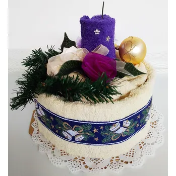 Bytová dekorace Veratex Textilní dort svícen smetanový
