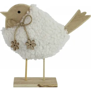 Zahradní dekorace Dřevěný ptáček Siep 18x20,5x5 cm (135792 036 795291 ptáček L bílý)