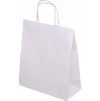 Obalový materiál Papírová EKO taška 180x80x225mm kroucené ucho bílá 100 ks
