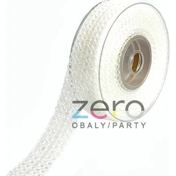 Stuha Stuha jutová 2,5 cm x 10 m - bílá (vzor krajka)