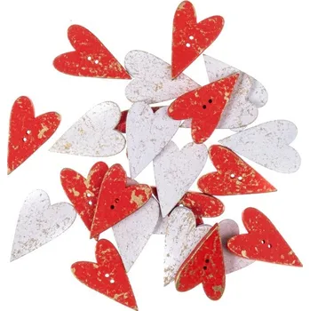Svatební dekorace DP Craft Knoflíky srdíčka dřevo 2x3,2cm 24ks