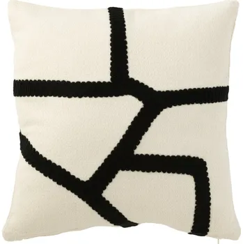 Polštář Bílo černý látkový polštář J-line Alona 43 x 43 cm