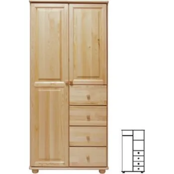 Ložnice ImportWorld Šatní skříň z masivu Jáchym věšák/police (Barva dřeva: Dub)