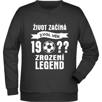 Pánská mikina TUKAN AGENCY Pánská mikina Zrození legend 19?? fotbal Barva: Černá, Velikost: L