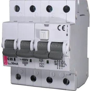 Jistič 002174806 Proudový chránič s nadproudovou ochranou KZS-4M 3p AC B25/0,03, ETI
