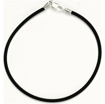 Náramek Stříbrný náramek kaučuk 2 mm - 18,5 cm (Náramek kaučuk , uzávěr stříbro)