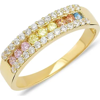 Prsten Lillian Vassago Zlatý prsten s barevnými zirkony LLV11-GR002Y Velikost prstenu: 58