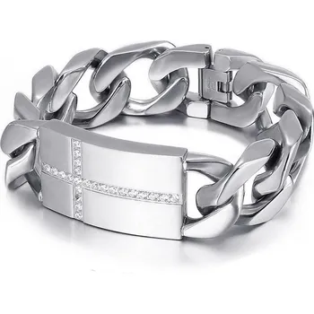 Náramek Šperky4U Pánský ocelový náramek se symbolem kříže - OPA1708