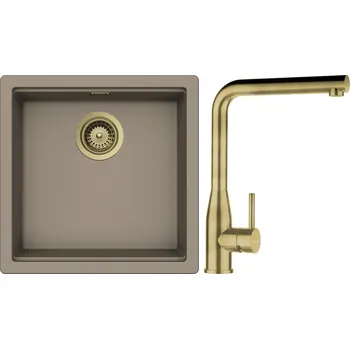 Granitový dřez Set Schock S27-18 (dřez Kiruna N-100 Twilight + baterie Keto.120 White Gold + komponenty White Gold)