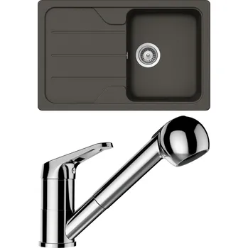 Granitový dřez Set Schock S25-7 (dřez Formhaus D-100S Asphalt + baterie Cosmo.120 Chrom)
