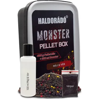 Nástraha HALDORADO Monster Pellet Box Játra Krev 400g (HALDORADO Monster Pellet Box Játra Krev 400g)