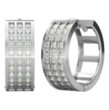 Náušnice Couple, Moderní náušnice Brenda, bílé zlato a zirkony, 6680266-0-0-1