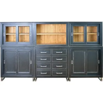 Obývací stěna Sestava skříněk Industriál Patina povrchu: Antiquaire, Barva povrchu nábytku: Noir