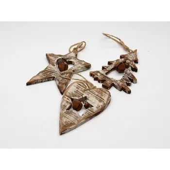 Vánoční dekorace Dřevěná ozdoba s rolničkou, Varianta strom