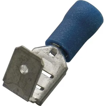 elektrický kabel 260412 Objímka plochá s PVC izolací a odbočkou 1,5 - 2,5 mm2, 6,3 x 0,8 modrá, Haupa