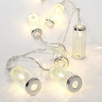 Vánoční dekorace Eurolamp LED světelný řetěz s kovovým válcem, barva teplá bílá, 10 ks LED, 1 ks