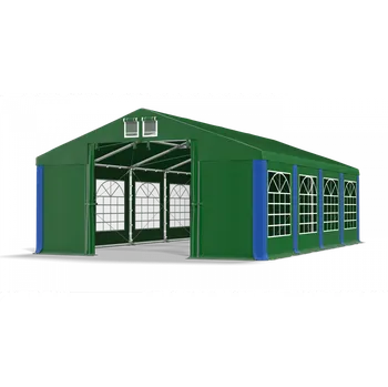 Zahradní stan Párty stan 5x8x2m střecha PVC 560g/m2 boky PVC 500g/m2 konstrukce ZIMA PLUS Zelená Zelená Modrá