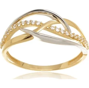 Prsten Dámský prsten ze žlutého zlata se zirkony PR0452F + DÁREK ZDARMA