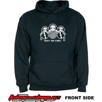 Pánská mikina TEKNOSHOP Save the Vinyl tekno mikina s kapucí s potiskem