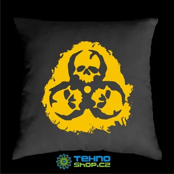 Dekorativní polštářek TEKNOSHOP BIOHAZARD SKULL tekno polštářek s potiskem červený