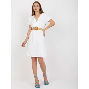 Dámské šaty Dámské šaty s pleteným páskem RUE PARIS bílé
