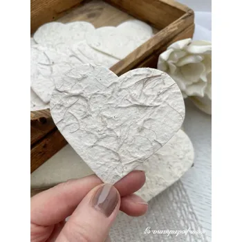 Svatební dekorace Sapaimport Výsek z ručního papíru - srdce smetanové s kokosem Velikost: větší 20 ks